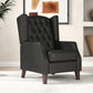 Faux Leather Armchair, Modern Accent Chair with Thick Padding for Living Room, Bedroom, Home Office, Black