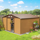 11' x 13'Garden Storage Shed w/ Foundation Kit Metal Tool Storage House w/ Double Doors Yellow