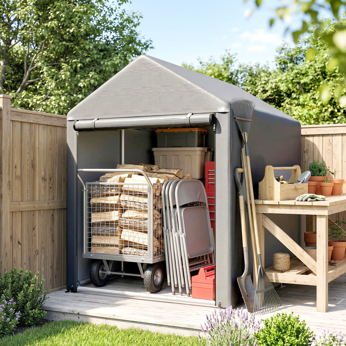 4' x 6' Bike Storage Shed with Roll-Up Door