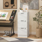 3 Drawer Filing Cabinet with Lock, Office Storage Cabinet with Adjustable Hanging Bars for A4 Letter Size Files, White