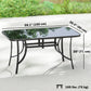 Outdoor Dining Table for 6 with Umbrella Hole, Metal Patio Dining Table with Tempered Glass Top