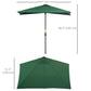 8ft Half Umbrella Outdoor Balcony Parasol Patio Garden Outdoor Window Sun Shade w/ 5 Ribs, Green