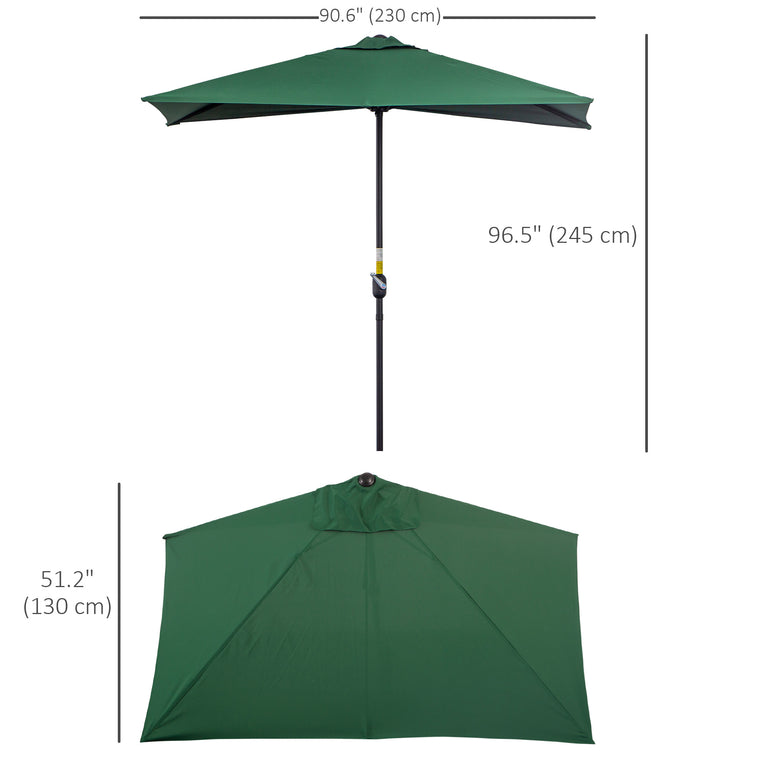 8ft Green Half Umbrella with 5 Ribs