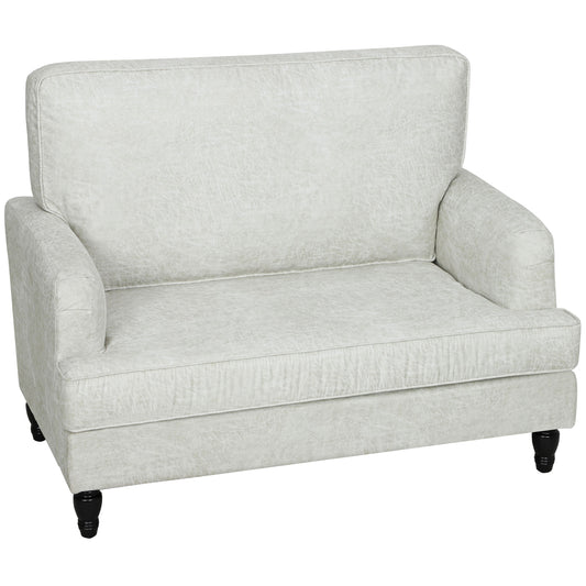 Leathaire Accent Armchair with Turned Legs - Cream White