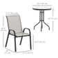 3 Pieces Bistro Set, Small Patio Furniture Set with Stackable Mesh Chairs, Glass Table for Garden, Light Mixed Brown
