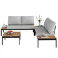 4 Piece L Shaped Garden Furniture Set, 4 Seater Outdoor Corner Garden Set, 2 Loveseats, 2 Coffee Tables, Teak