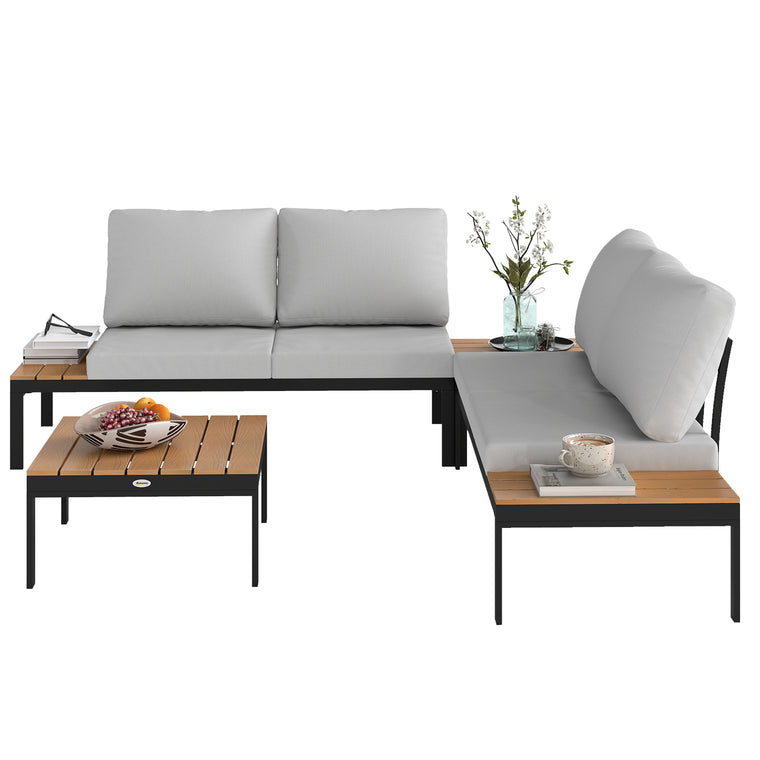 4-Piece Teak L-Shaped Garden Set with 2 Loveseats