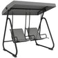 Patio Swing Chair w/Adjustable Canopy Outdoor Porch Swing w/Dual Independent Seats 2-Seat Grey