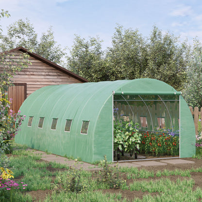 19.7' x 9.8' x 6.6' Green Walk-In Greenhouse with Windows & Door