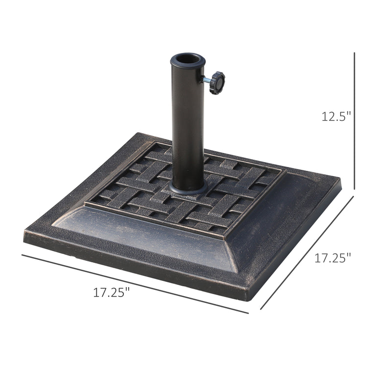 20 lb Bronze Square Resin Umbrella Base with Coated Pole