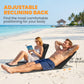 2 Pieces Beach Lounge Chair, Outdoor Folding Chaise Lounge Set w/ Pillow for Sunbath, Snap, Beige