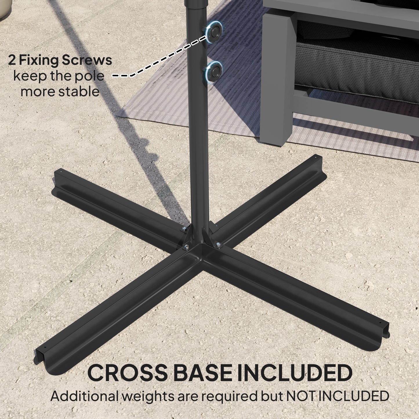 8.5FT Offset Patio Umbrella 360° Rotation Cantilever Parasol Outdoor Cantilever Roma Parasol Φ100.8" x 96.5"H Black