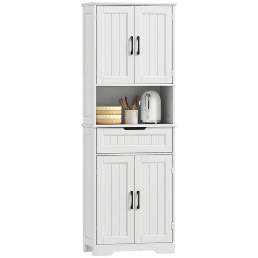 68" Kitchen Buffet with Hutch and 4 Doors - White