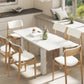 Modern Extendable Dining Table, 55.1 x 31.5 in, for 6-8 People, Expandable Dining Table for Kitchen, White