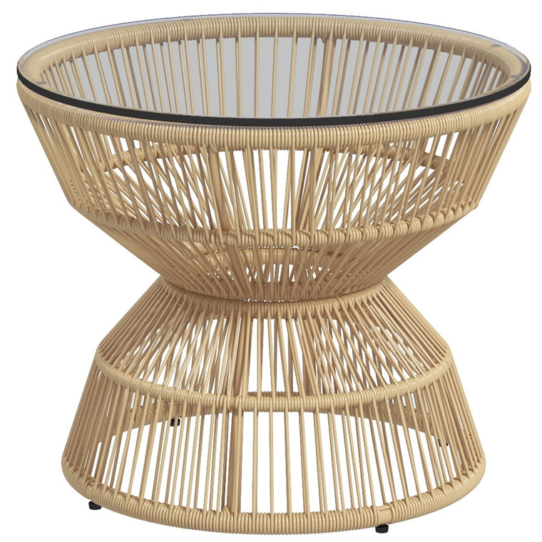 Rattan Coffee Table with Tempered Glass Top