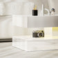 Coffee Table with Adjustable LED Lights, Modern Living Room Table with 2 Drawers, Open Shelf, Remote, High Gloss White