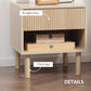 Set of 2 Bedroom Nightstands, Side Table with Storage Shelf and Drawer for Living Room, Bedroom, Natural Wood