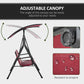 3-Seater Outdoor Porch Swing with Adjustable Canopy, Patio Swing Chair for Garden, Poolside, Backyard, Wine Red