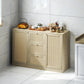 Boho Sideboard Buffet Cabinet, Kitchen Coffee Bar Cabinet with 3 Drawers, 2 Adjustable Shelves and 4 Racks, Natural