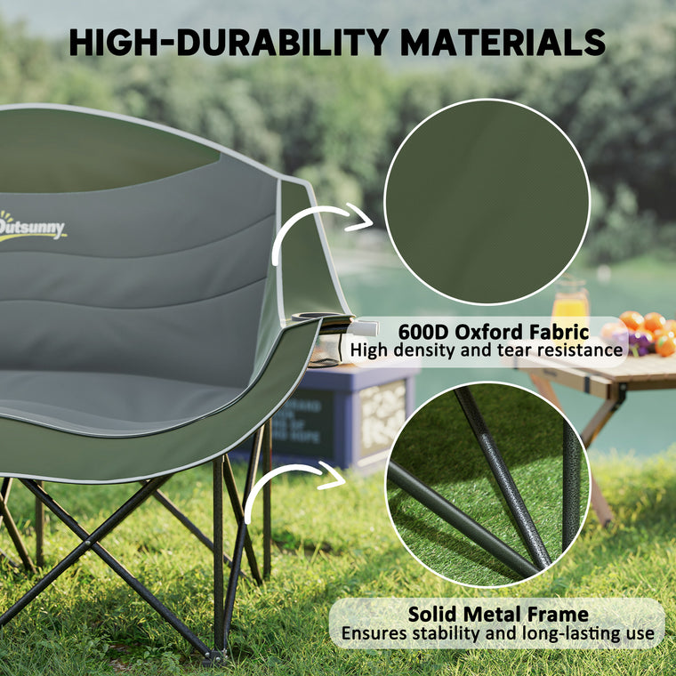 Double Camping Chair with Cup Holders, 551 lbs Capacity