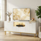 Modern TV Console for TVs up to 60 Inch, Entertainment Center with Smart RGB LED Lights and Soft Close Doors, White