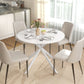 40" Round Kitchen Table for 4, Industrial Dining Table with Steel Legs for Dining Room, White Oak