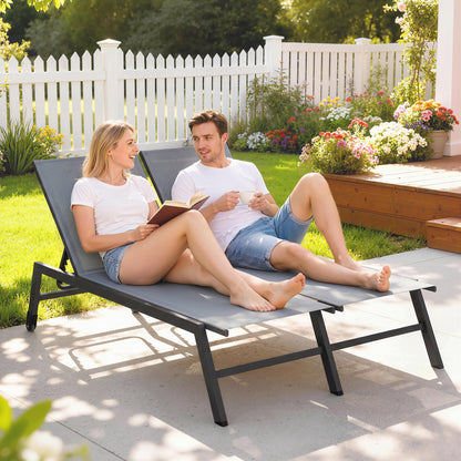 2-Person Chaise Lounge with 5-Position Back and Wheels