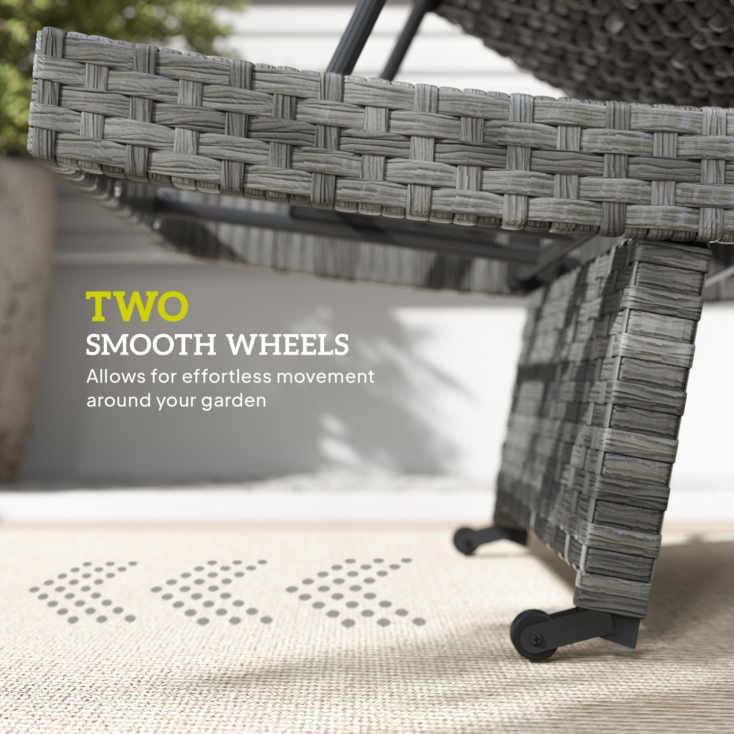 Patio Lounger, Folding Wicker Outdoor Chaise Lounge with 4-Level Adjustable Backrest, Grey