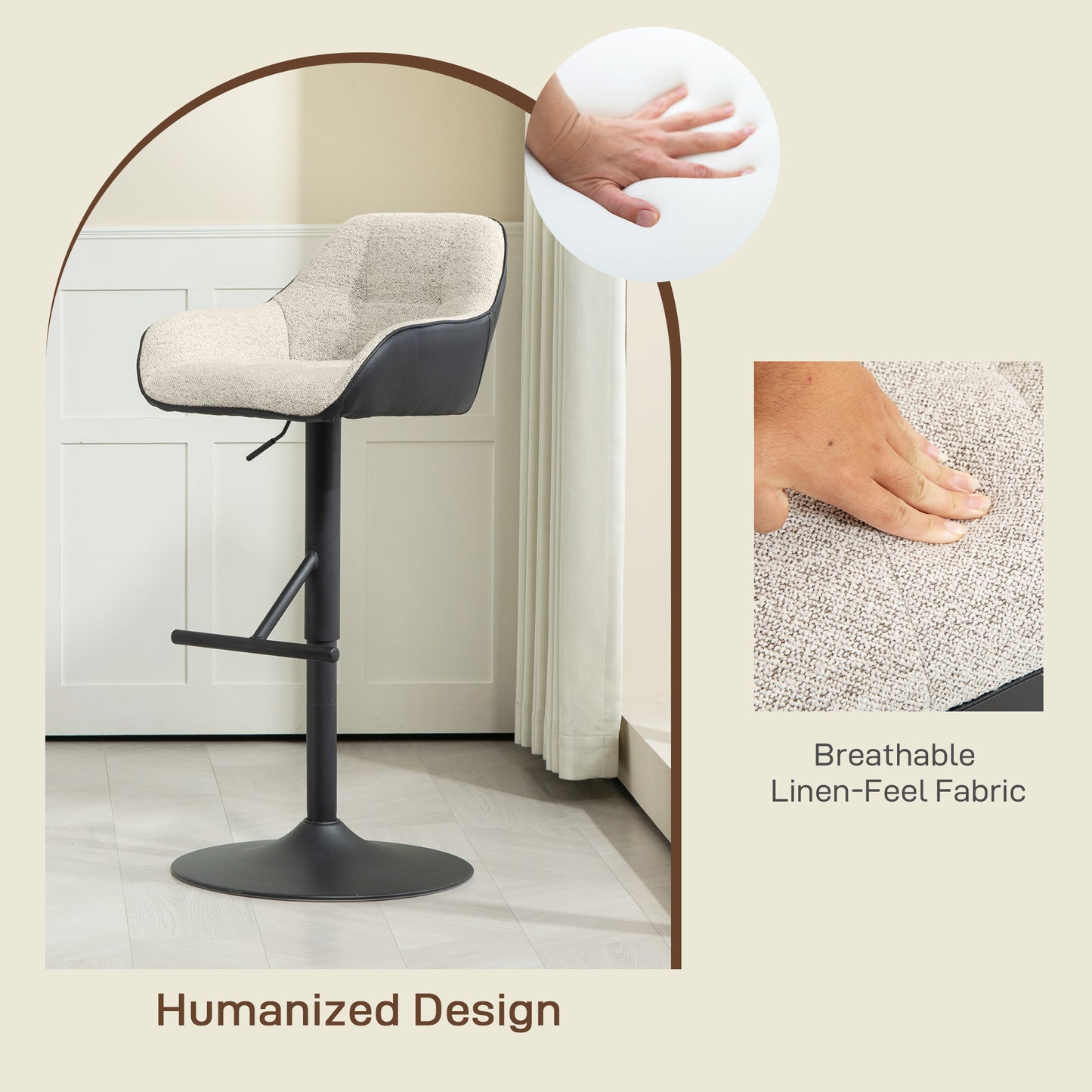 Swivel Counter Height Bar Stools Set of 2 with Back