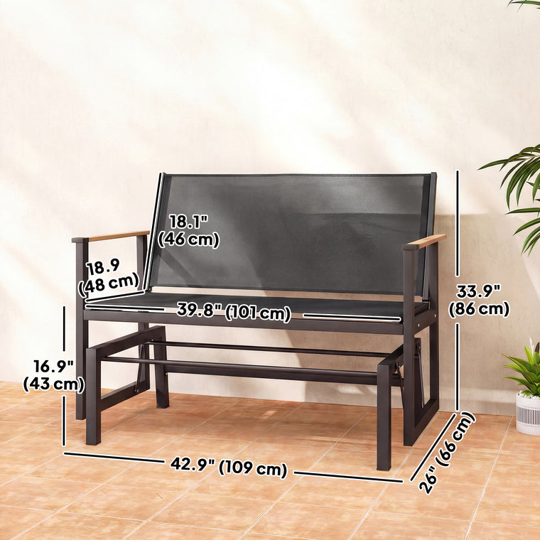 2-Person Glider Bench Loveseat with Thick Cushions