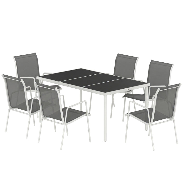 7-Piece Garden Dining Set with Rectangle Table