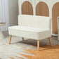 Modern 2 Seater Sofa, Upholstered Two Seater Couch with Rubber Wood Legs, Cream White