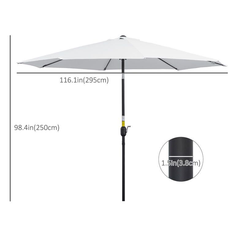 10' x 8' White Round Market Umbrella with Crank & Tilt