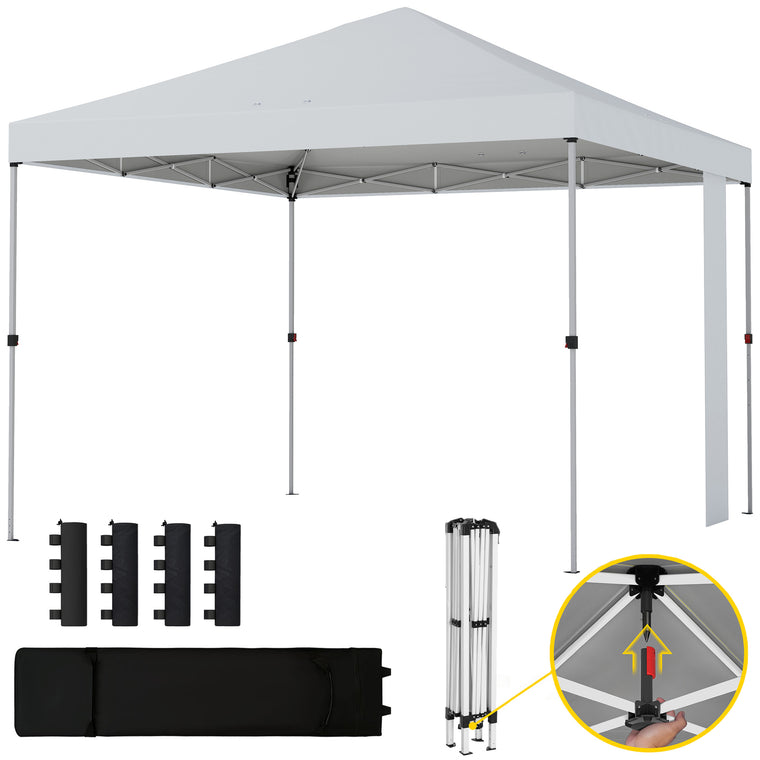 9.6' x 9.6' Pop-Up Canopy Tent with Sandbags & Wheeled Bag