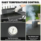 Charcoal Grill with 2 Side Tables, Barbecue Grill with Thermometer and Warming Rack, Wheels, 43.3"x18.3"x39.8", Black