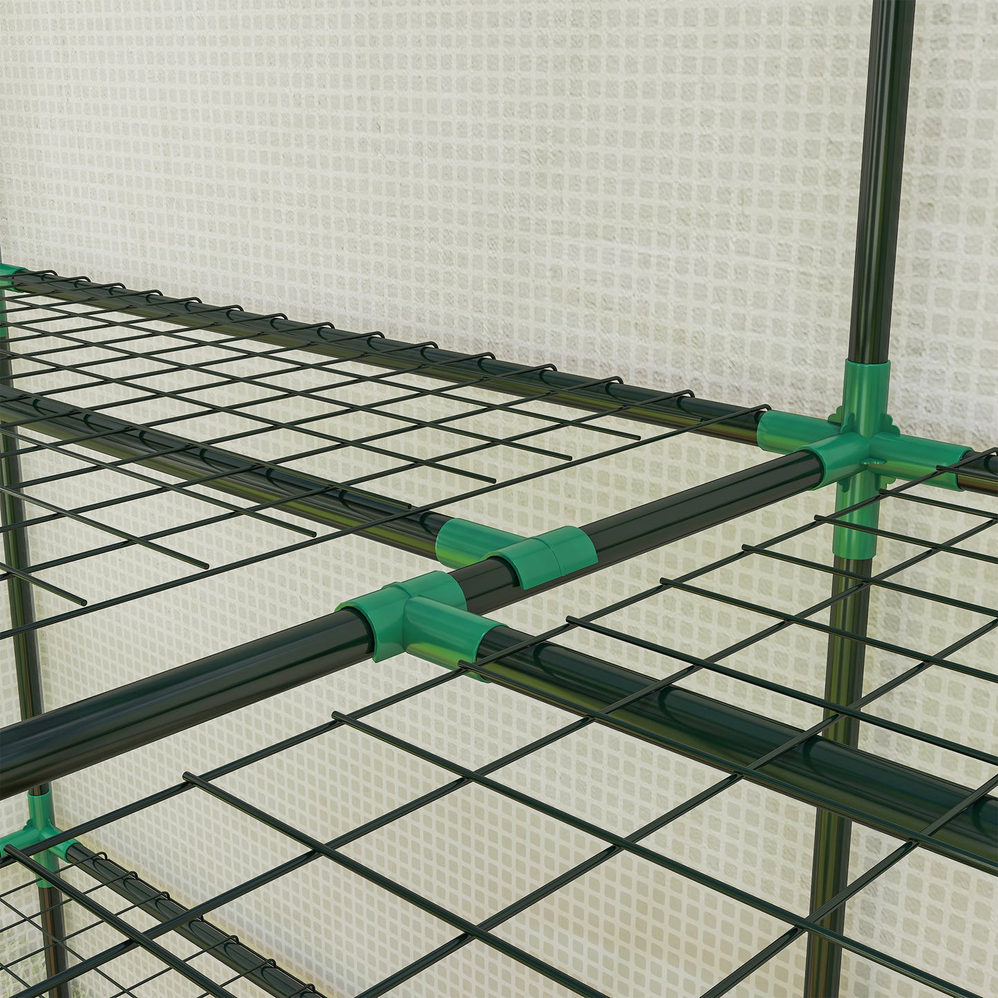 Portable Mini Greenhouse Green House with 3 Tier Shelves, Reinforced PE Cover, Roll-up Doors, 56.3"x18.1"x59.4", White