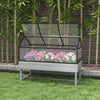 Distressed Grey Wood Planter Box with Cold Frame Greenhouse