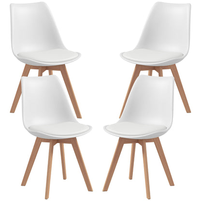 Dining Chairs Set of 4 with PU Leather Cushion - White