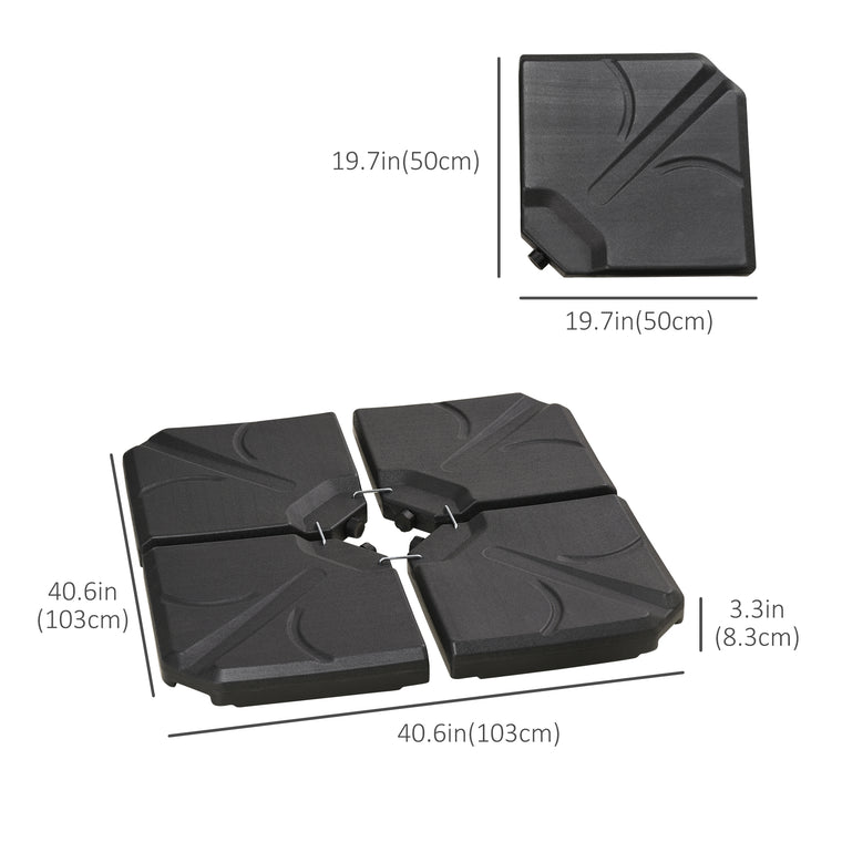 4-Piece Black Cantilever Umbrella Weight Plates with U-Locking