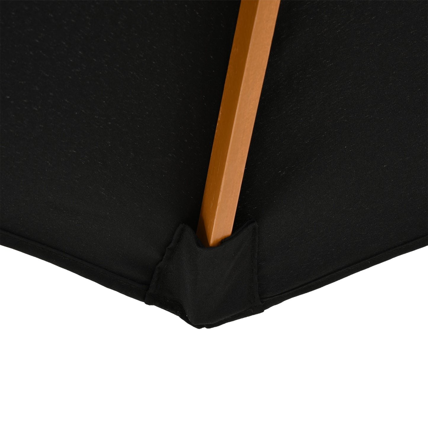 10' x 8' Wooden Patio Umbrella, Garden Parasol, Outdoor Sunshade Canopy with Bamboo Rib for Outdoor, Black