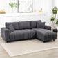 Sectional Couch with Integrated Seat, 3 Seater L-Shaped Sofa with Changeable Chaise, Spring Cushion, 2 Pillows, Grey