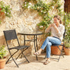 3-Piece Bistro Set with Folding Chairs and Glass Table