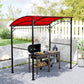 7' x 5' Garden Grill Canopy, BBQ Grill Gazebo Tent with Steel Frame and Hooks, Outdoor Sun Shade, Wine Red