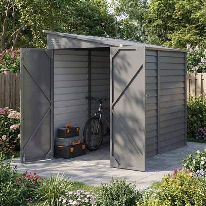 4.6' x 9' Metal Lean-To Tool Shed with Lockable Doors