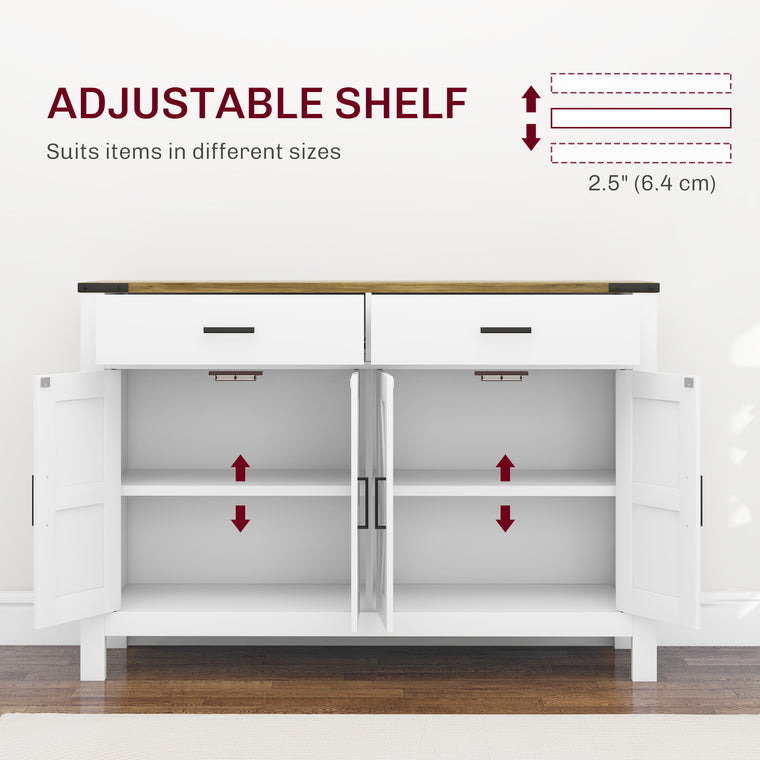 Farmhouse Sideboard Buffet Cabinet with Drawers - White