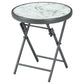 18" Outdoor Round Folding Table, Garden Side Table with Tempered Glass Top for Camping, Party, Weddings, White