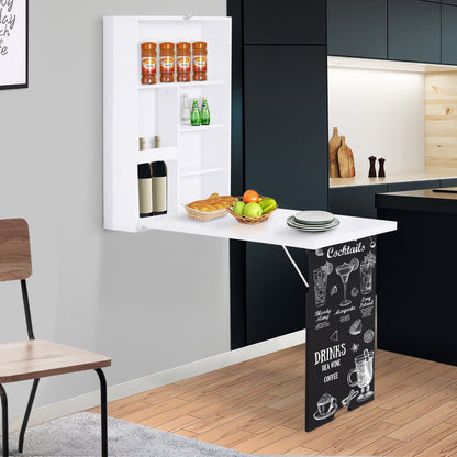 Wall-Mounted Fold-Out Desk - White and Black