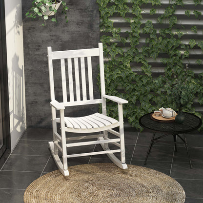 White Wooden Porch Rocking Armchair