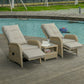 3 Pieces Patio Wicker Bistro Set, PE Rattan Coffee Table & Adjustable Recline Chairs Furniture Set with Cushions and Wood Grain Plastic Top, Grey