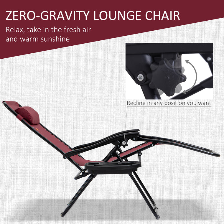 2-Piece Zero Gravity Chair Set with Cupholders & Pillows